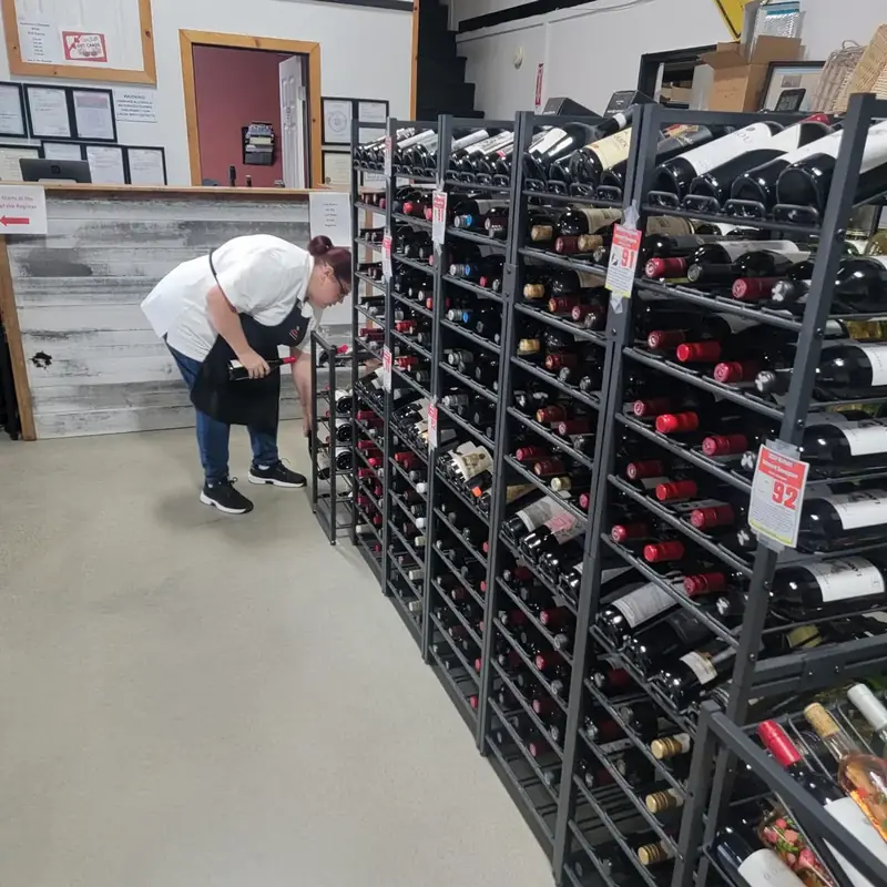 Wine racks at Anderson Cheese Stop